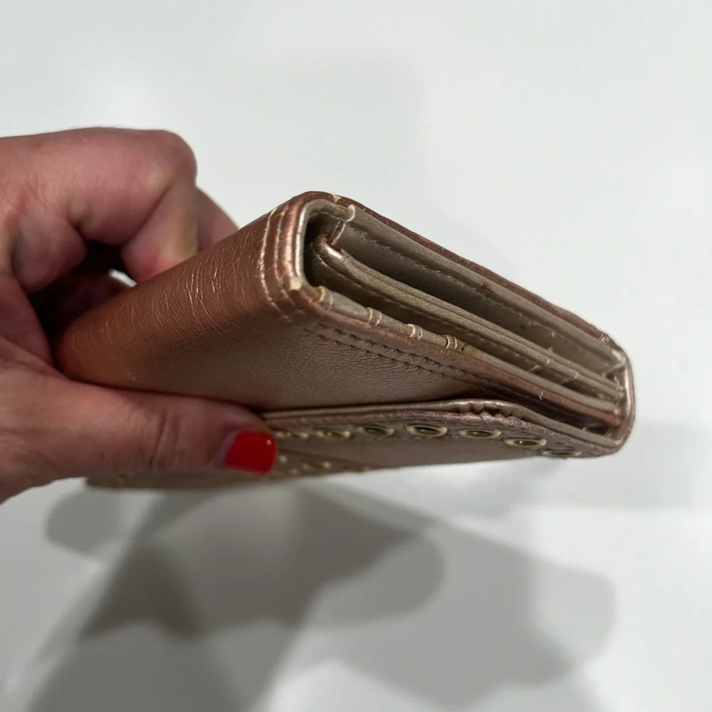 Mercer & Madison Blush Metallic Wallet Clutch with Gold Grommets - Picture 10 of 12